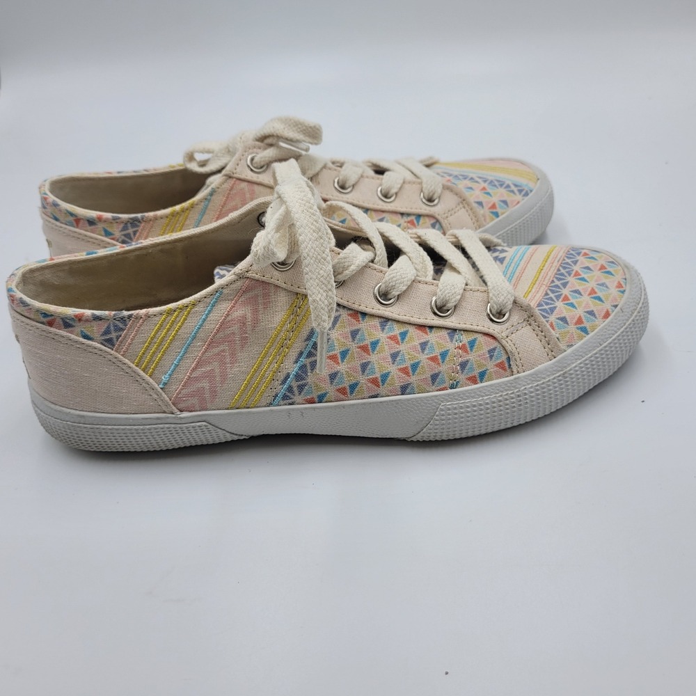 Inkkas Low Top Sneakers Womens 8 Geometric Multi-Color Textile Lace Up Shoes